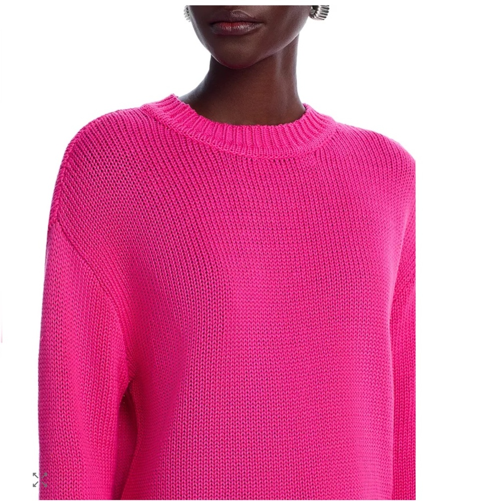 AQUA Drop Shoulder Crewneck Knit Sweatshirt Sweater – Pink – Size S – NWT - Picture 3 of 6